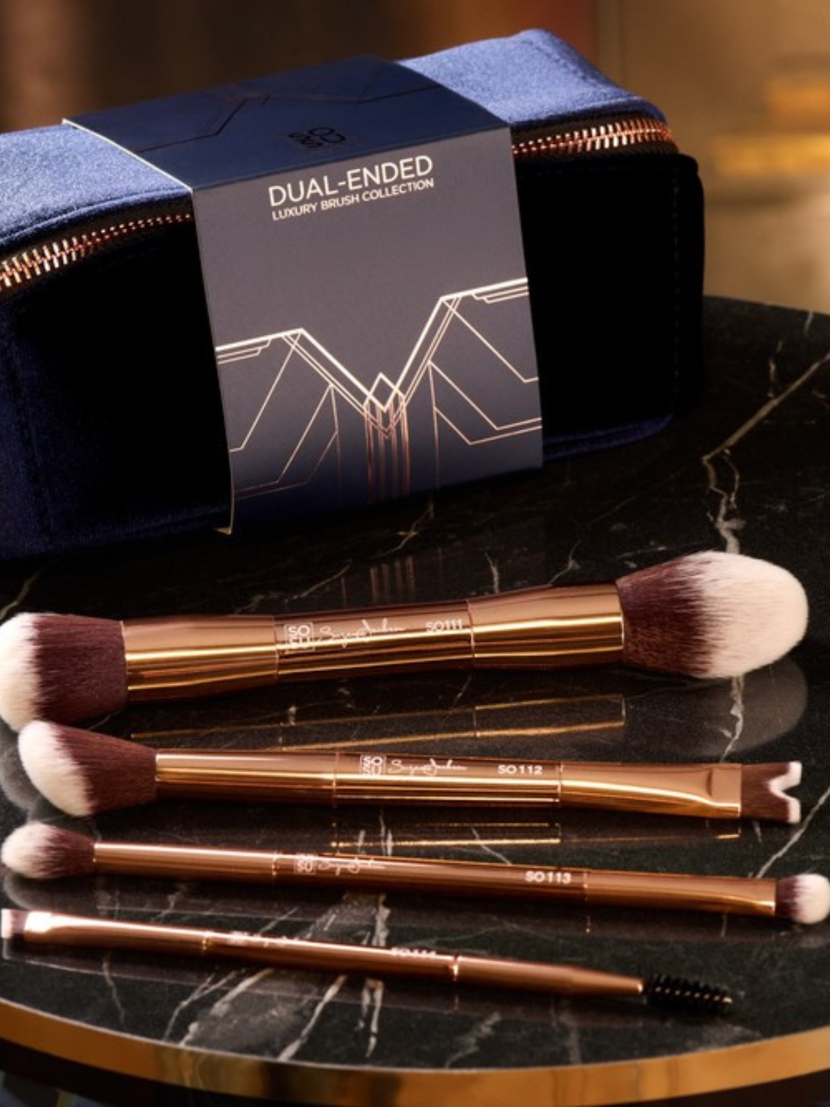 Luxury Makeup Bag & Double Ended Brush Set