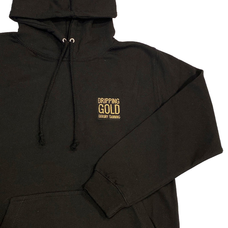 Dripping Gold Hoodie - black oversized hoodie with gold embroidered logo