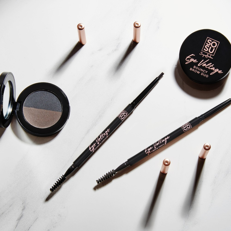 SOSU Bouncy Brow Duo in Medium-Dark, a unique powder mousse formula for picture perfect eyebrows that are long-lasting, lightweight, and buildable