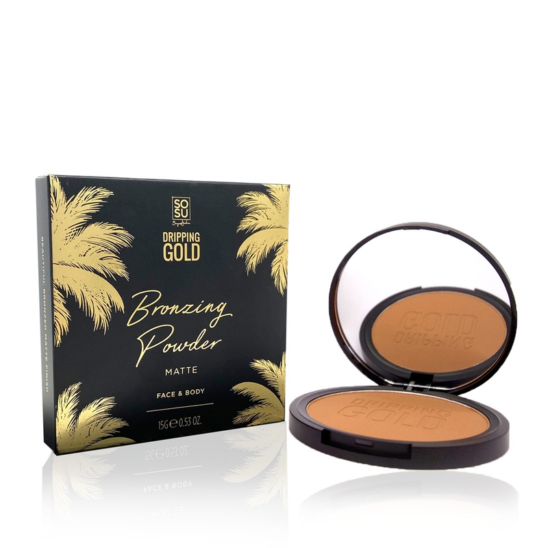 Endless Summer Matte Bronzer from SOSU by Suzanne Jackson, a highly pigmented face and body bronzer that provides a beautiful matte finish, presented in a sleek travel-friendly compact