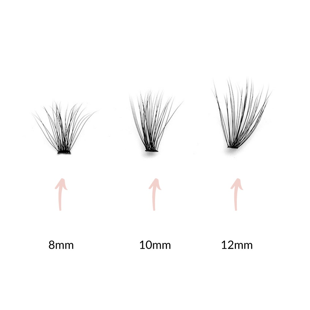 One Of A Kind Individual Lashes with 3 different lengths of 8mm, 10mm, and 12mm for complete customisation and a natural eye look