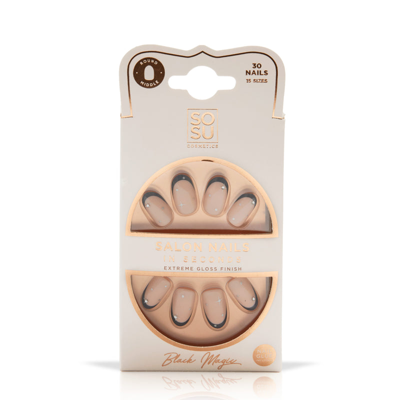 Black Magic Faux Nails in Packaging | SOSU Cosmetics