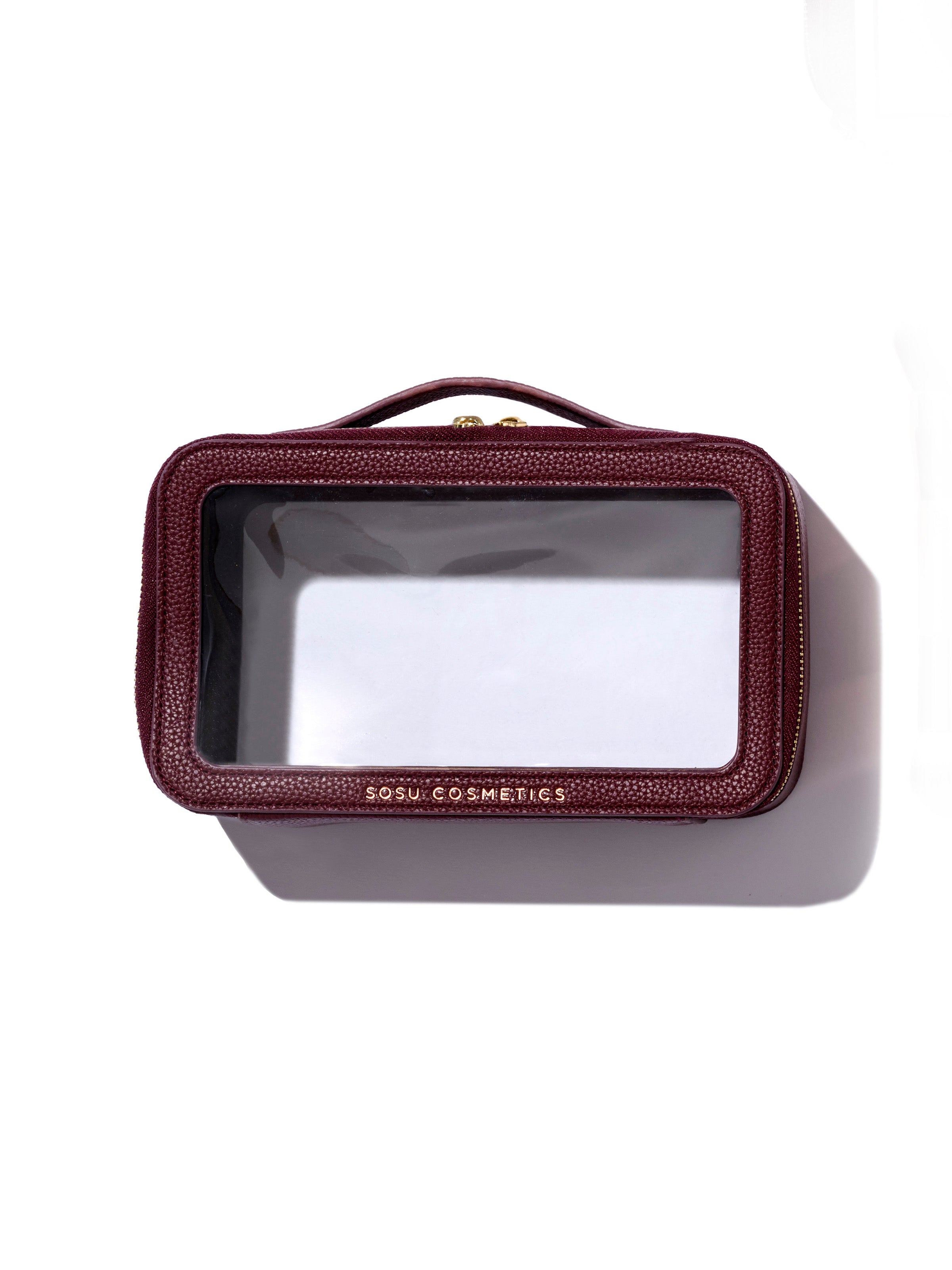 Faux Leather Burgundy Travel Bag | SOSU Cosmetics