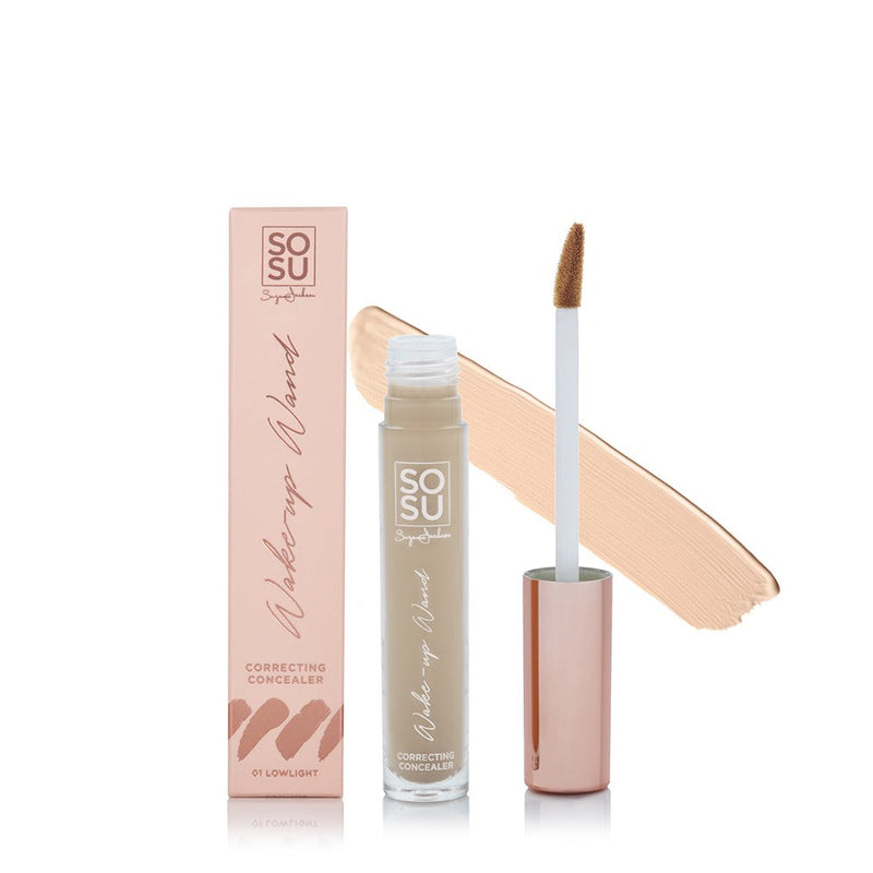 SOSU Wakeup Wand Correcting Concealer in the shade 'Lowlight', a lightweight, medium coverage concealer formulated with skin-loving ingredients, perfect for reducing the appearance of dark circles and redness