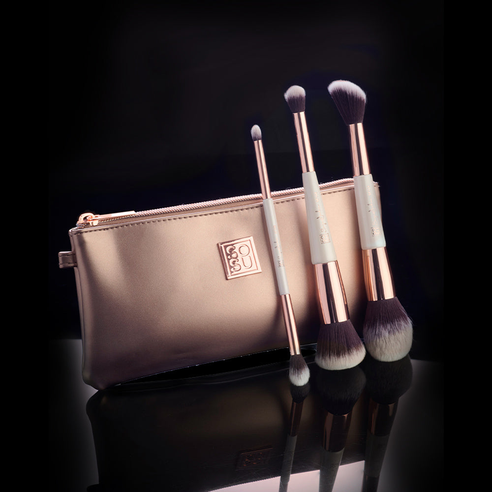 Dual-Ended Face Brushes & Pouch