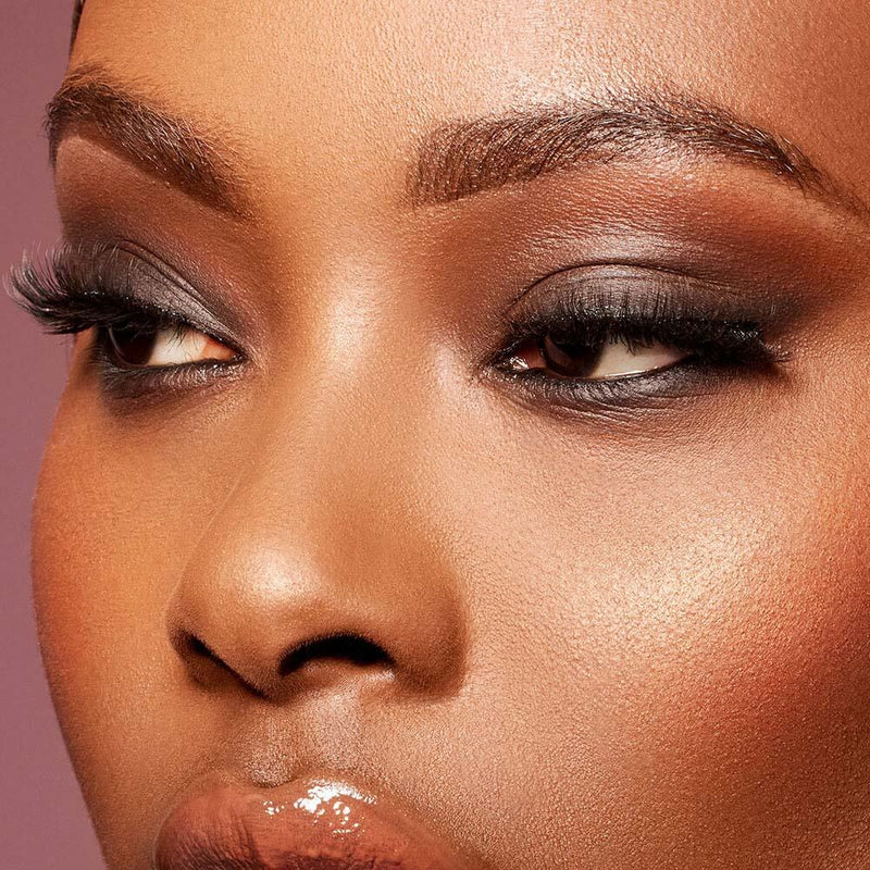 Black woman wearing eye makeup from all matte everything palette