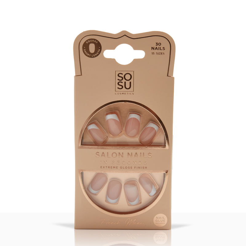 French Mani Faux Nails, in packaging | SOSU Cosmetics