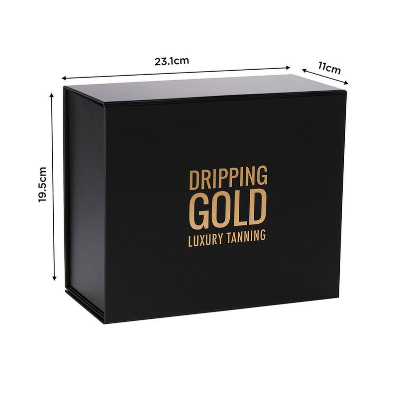 Premium Magnetic Black Gift Box in medium size with stunning matte black finish and gold detail, perfect for gifting Dripping Gold luxury tanning products