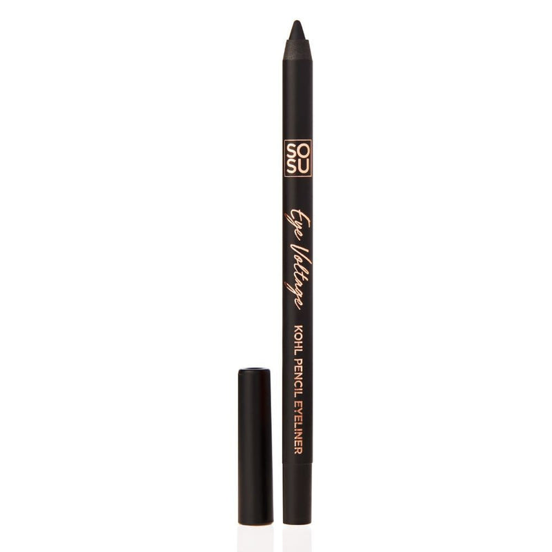 The Eye Voltage Black Kohl Pencil by SOSU Cosmetics, a creamy and long-lasting eyeliner that blends effortlessly for fierce definition and smouldering eyes
