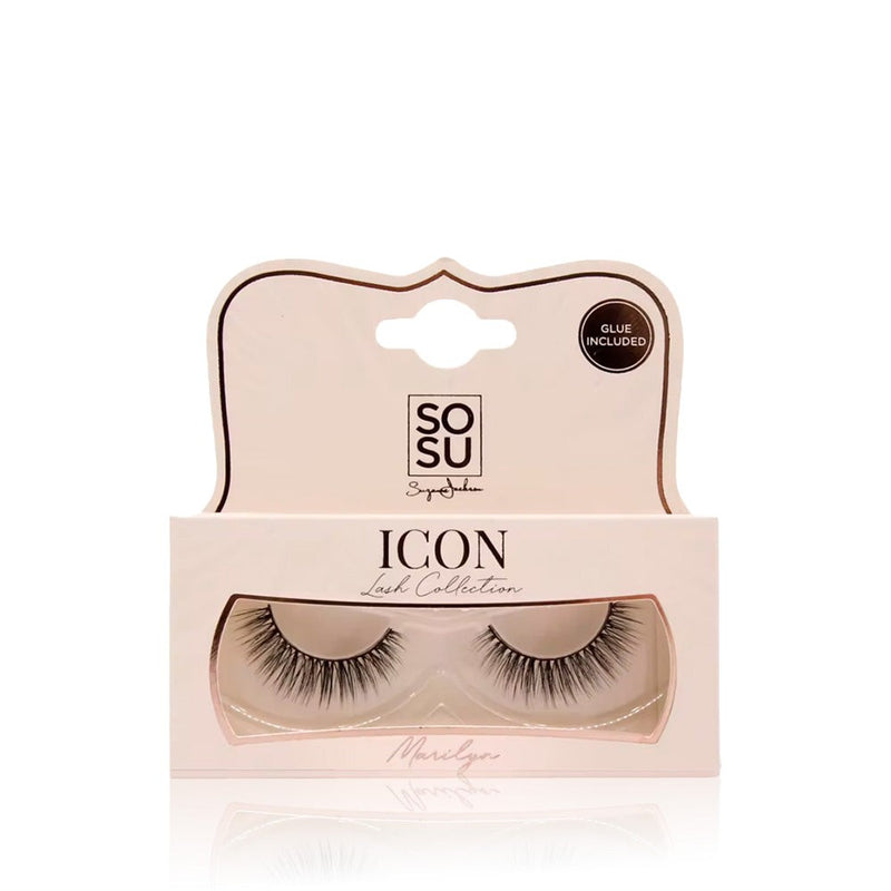 The SOSU Cosmetics Marilyn Icon Lash Collection product, designed to create maximum volume with a lightweight feel, giving a seductive Hollywood Starlet look with a cat eye flutter