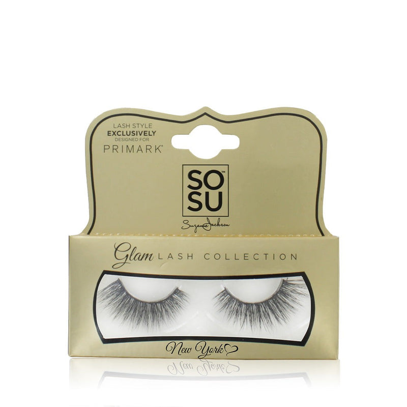 The SOSU Cosmetics Eye Voltage Lash Collection, New York Glam Lash, designed for maximum volume with a lightweight feel, made with luxury reusable 3D synthetic fibres and a jet black lash band for a killer Eye Voltage look