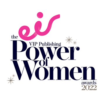 Logo for "the eir VIP Publishing Power of Women awards 2022" in bold typography, featuring a stylized pink 'eir' emblem above the text.