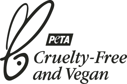 Peta logo with text; "Cruelty free & vegan"