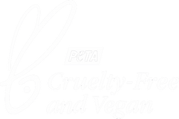 Peta logo with text; "Cruelty free & vegan"