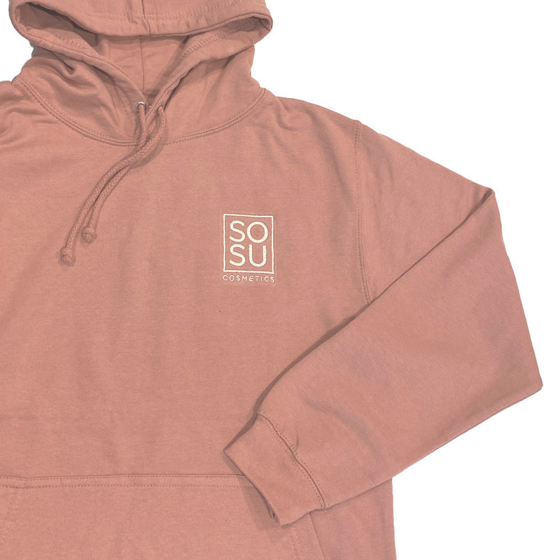 SOSU Cosmetics hoodie - pink hoodie with oversized fit and embroidered logo detail