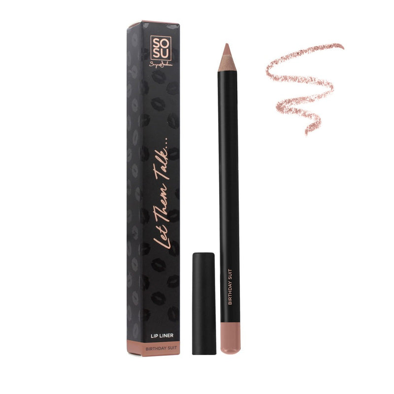 SOSU Cosmetics Birthday Suit Lip Liner, a neutral-pink hue for creating a fuller, defined pout that is kissable and long lasting
