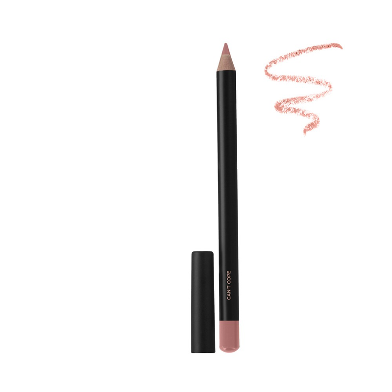 The 'Can't Cope' Lip Liner by SOSU Cosmetics, a light rosy nude shade that provides a mega rich color with a velvety, soft satin finish