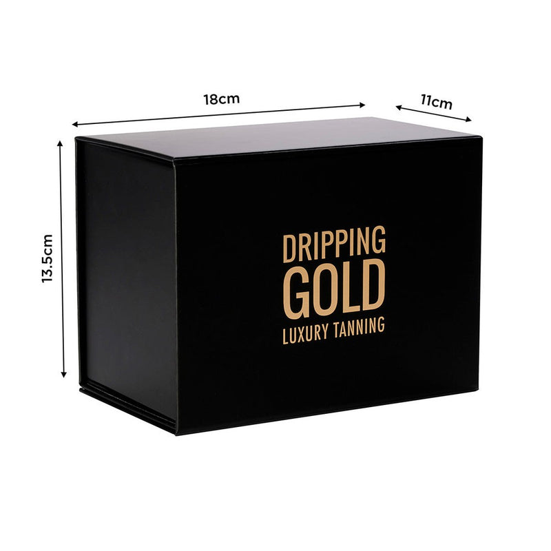 Small size Premium Magnetic Black Gift Box with gold detail from the Dripping Gold Luxury Tanning collection, perfect for special gifts