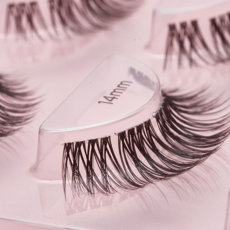 Hidden Agenda Dramatized lashes with three different lengths (10mm, 12mm, 14mm) for complete customization, super lightweight and designed for lash application underneath the natural lash line