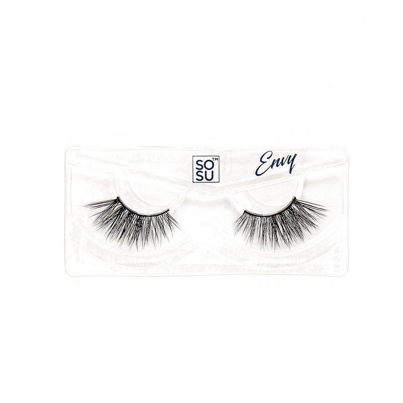 Envy from the 7 Deadly Sins Lash Collection by SOSU Cosmetics, offering high voltage volume, lust-worthy length, and envy-inducing flutter for a dramatic look