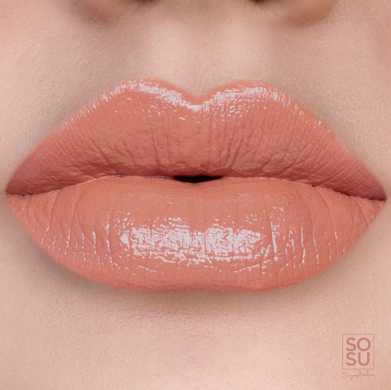 I Like It Lip Pigment by SOSU Cosmetics, a high shine, non-stick nude-tan lip gloss for full coverage, long-lasting colour with a creamy rich finish