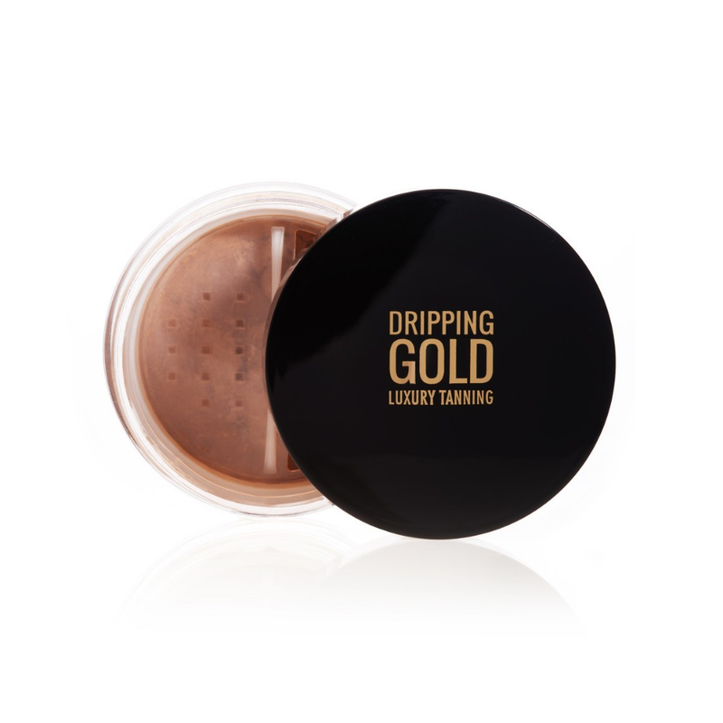 Dripping Gold Luxury Tanning Self Tan Bronzing Powder 'Got To Glow' for a sun-kissed finish and even tanned look, includes a Kabuki Brush