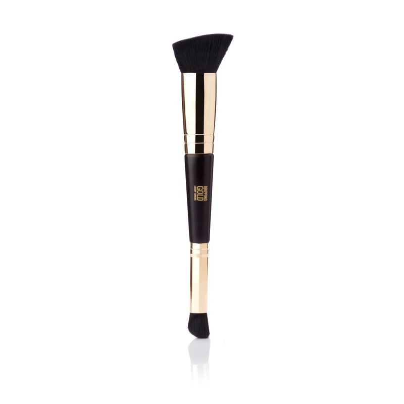 A Dual Ended Contour Brush from the Dripping Gold Luxury Tanning collection, perfect for careful detailing when applying tan or makeup products for a defined, sun-kissed finish