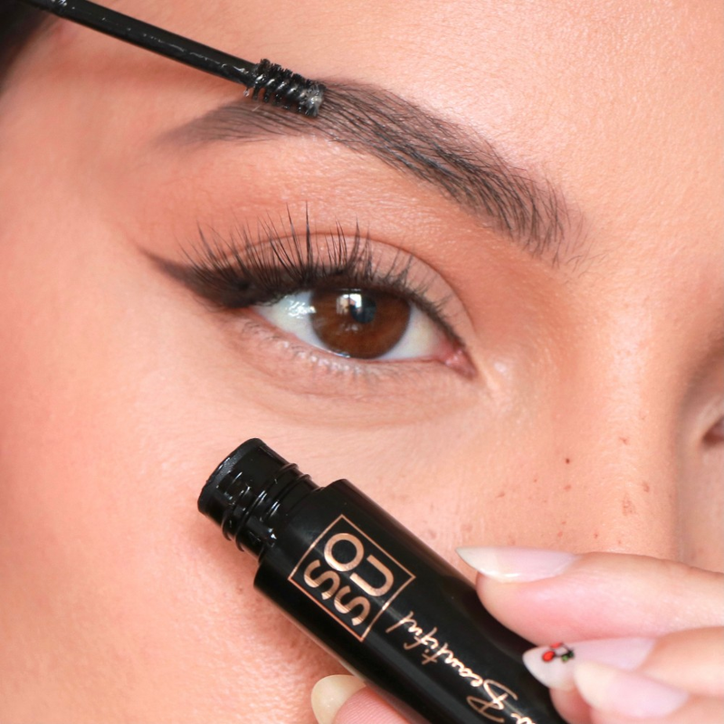 Clear Brow Gel from SOSU Cosmetics that enhances brow shape, sets brows, and provides a silky finish with conditioning Vitamin E
