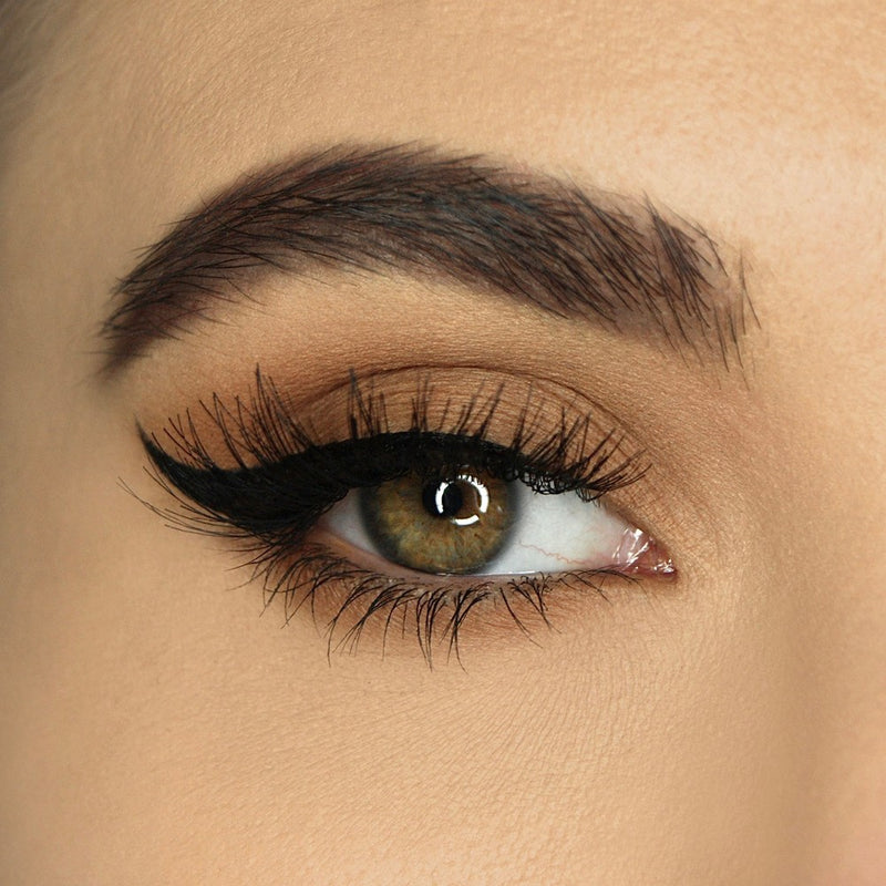 A pair of Katie eyelashes from SOSU Cosmetics, handmade from 100% human hair, offering a feather light, invisible band and an undetectable finish